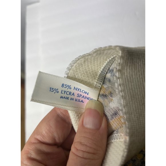 VINTAGE NYLON LYCRA SPANDEX blue yellow flower Girdle Underwear SIZE M - Picture 4 of 6